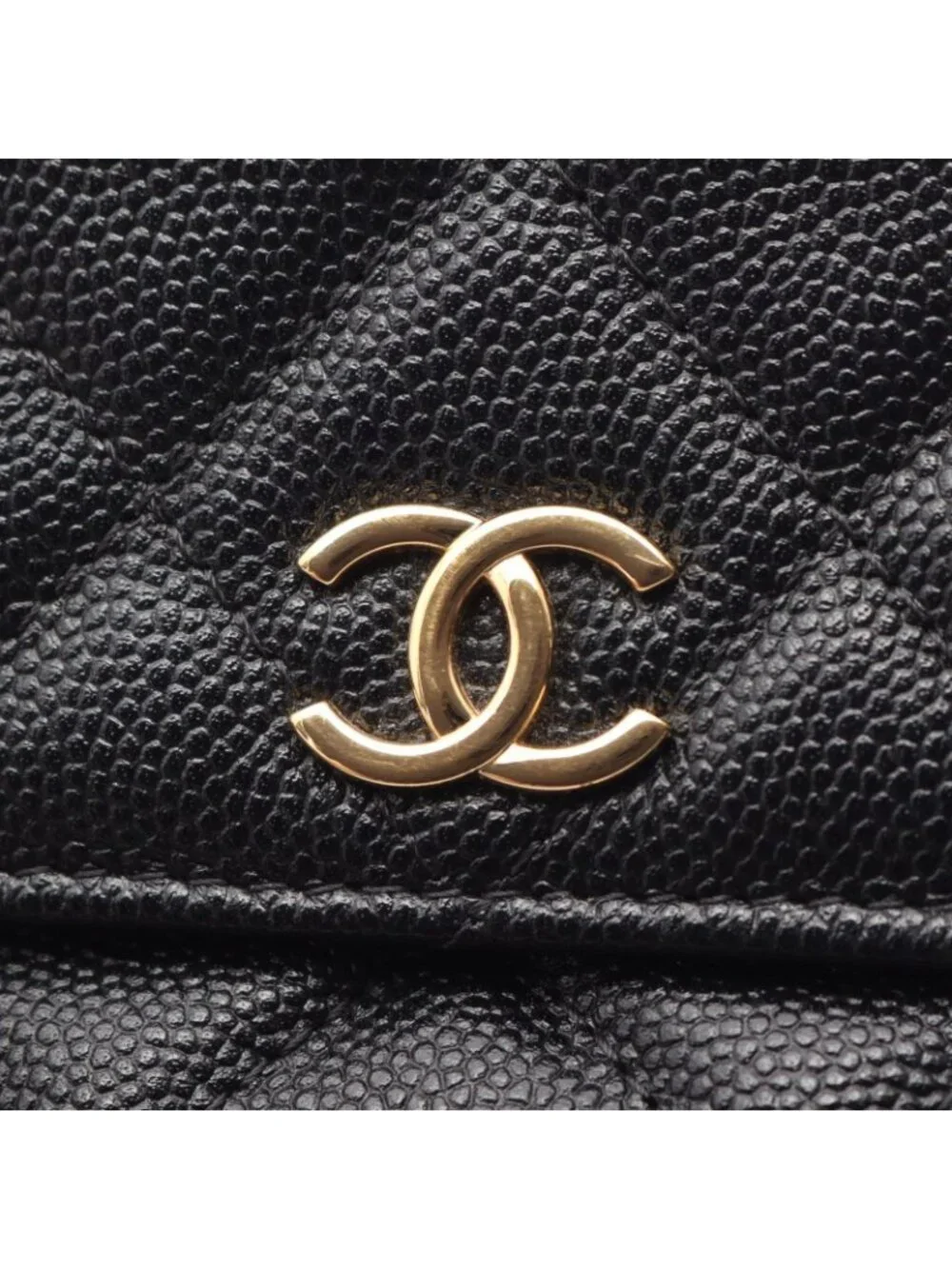 Chanel Shoulder Bag Quilted Black Caviar Leather Small Chain